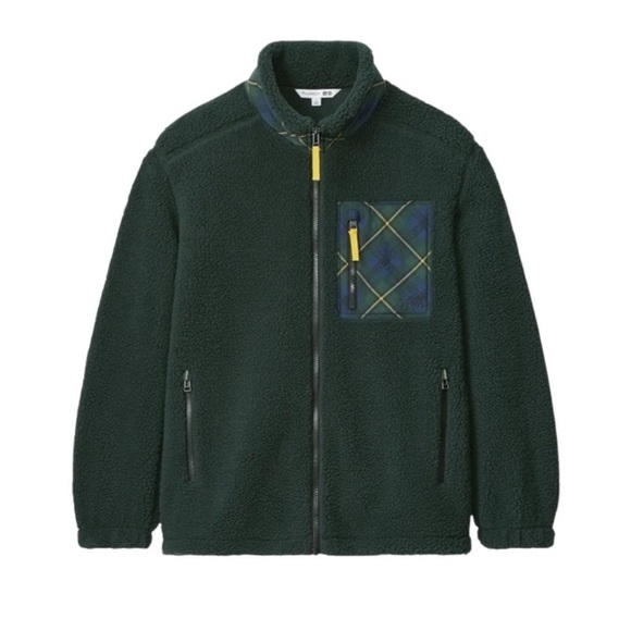 UNIQLO x JW ANDERSON MENS XXL Full Zip Pile Fleece Jacket Blouson Dark Green